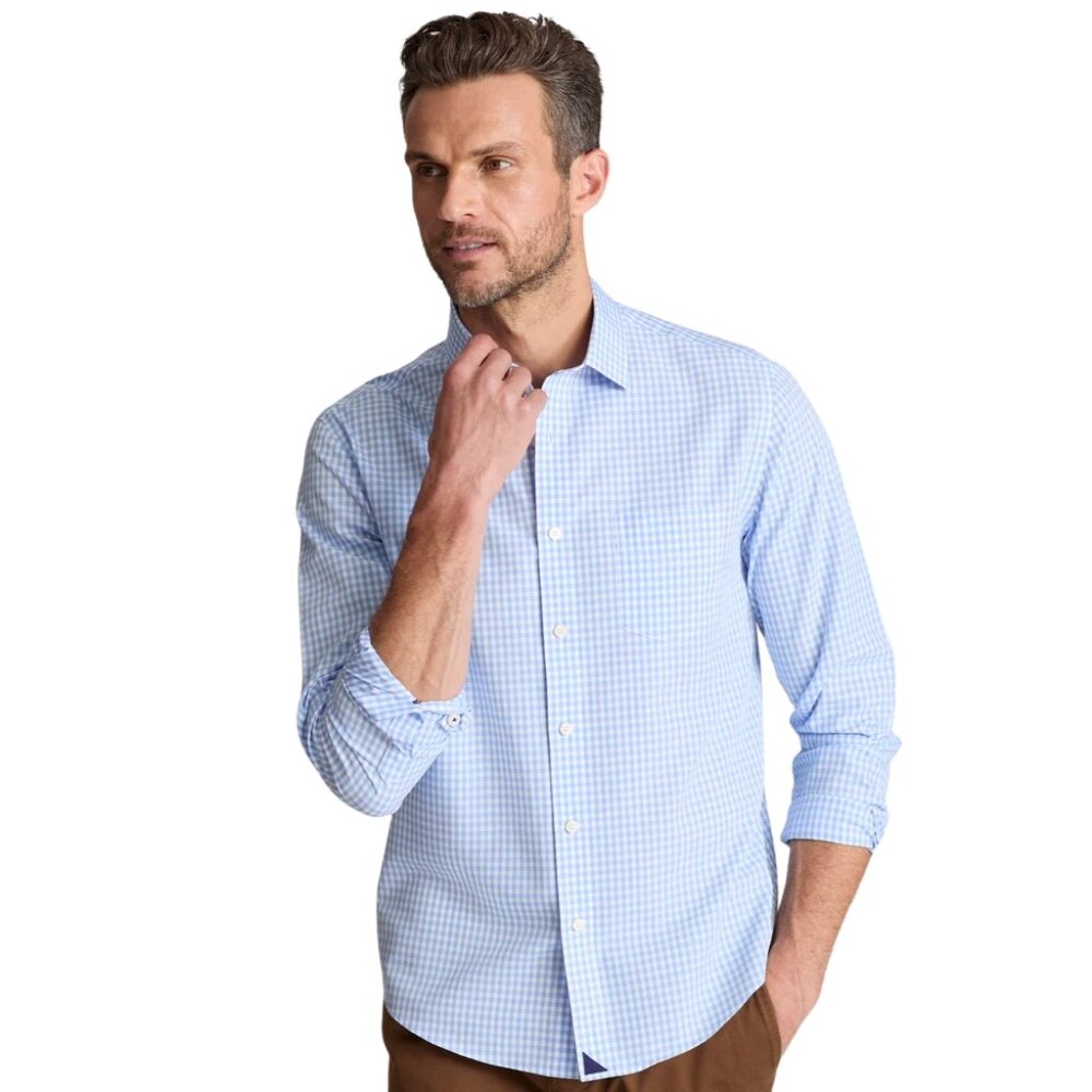 UNTUCKit Wrinkle-Free Lawrence Shirt – Light Blue Gingham - Regular Fit